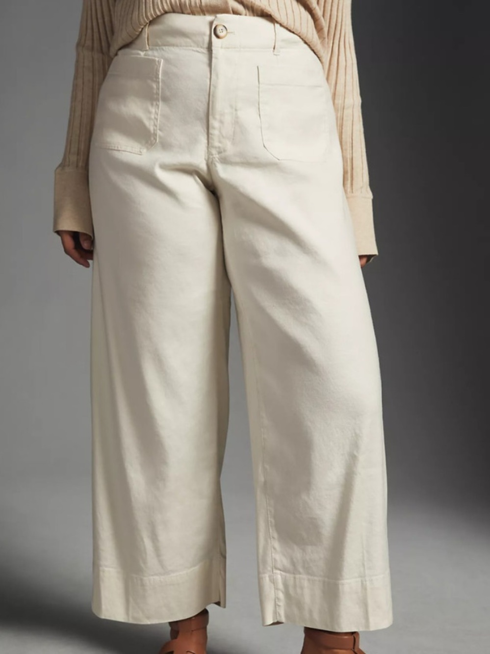 Anthropologie x Maeve The Colette Cropped Linen Wide-Leg Pants Plus Size 26W